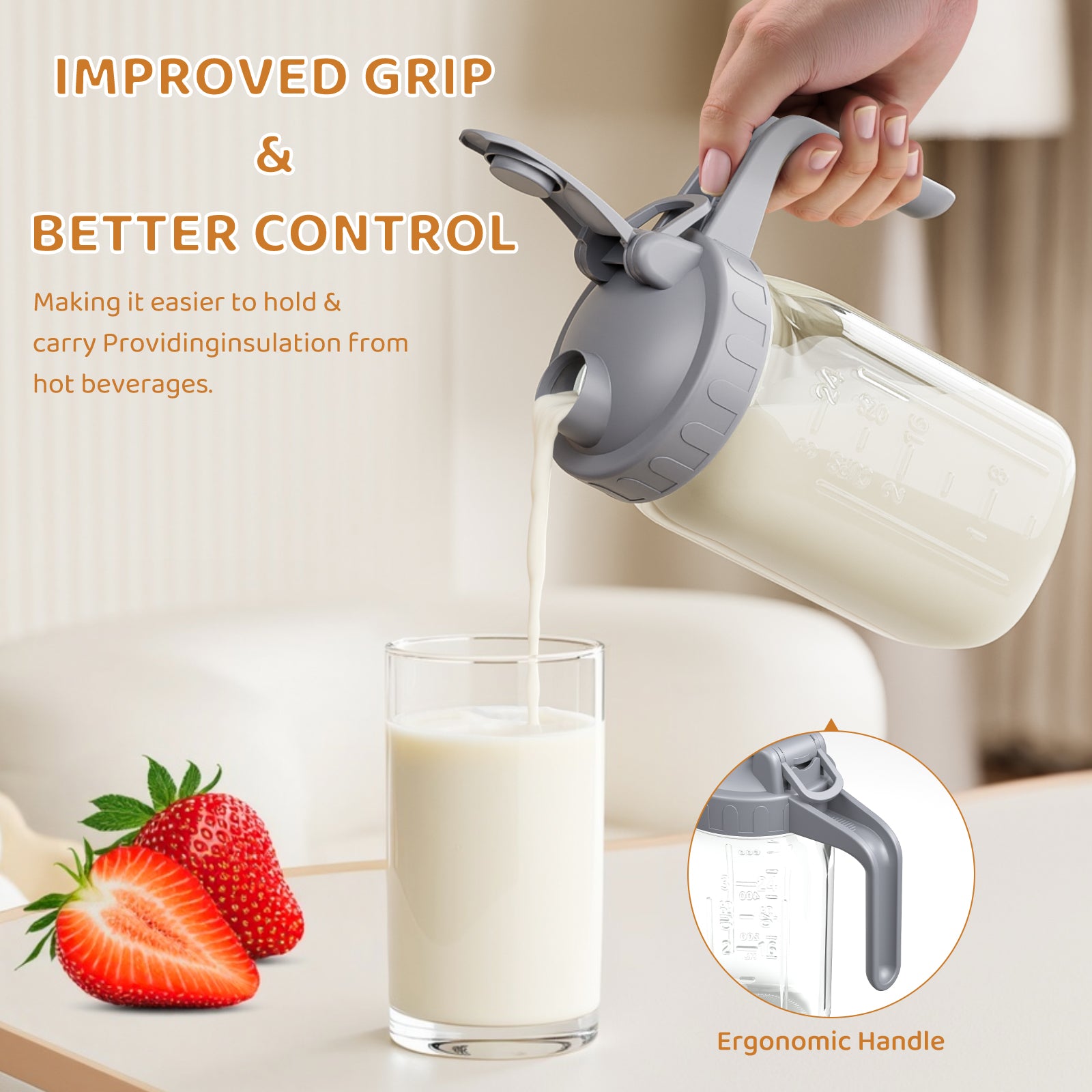 32oz Glass Breast Milk Pitcherwith Lid