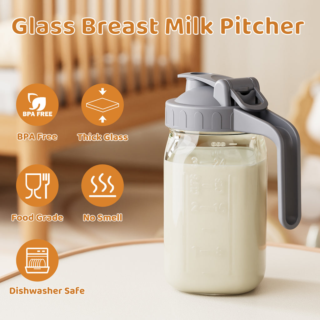 32oz Glass Breast Milk Pitcherwith Lid