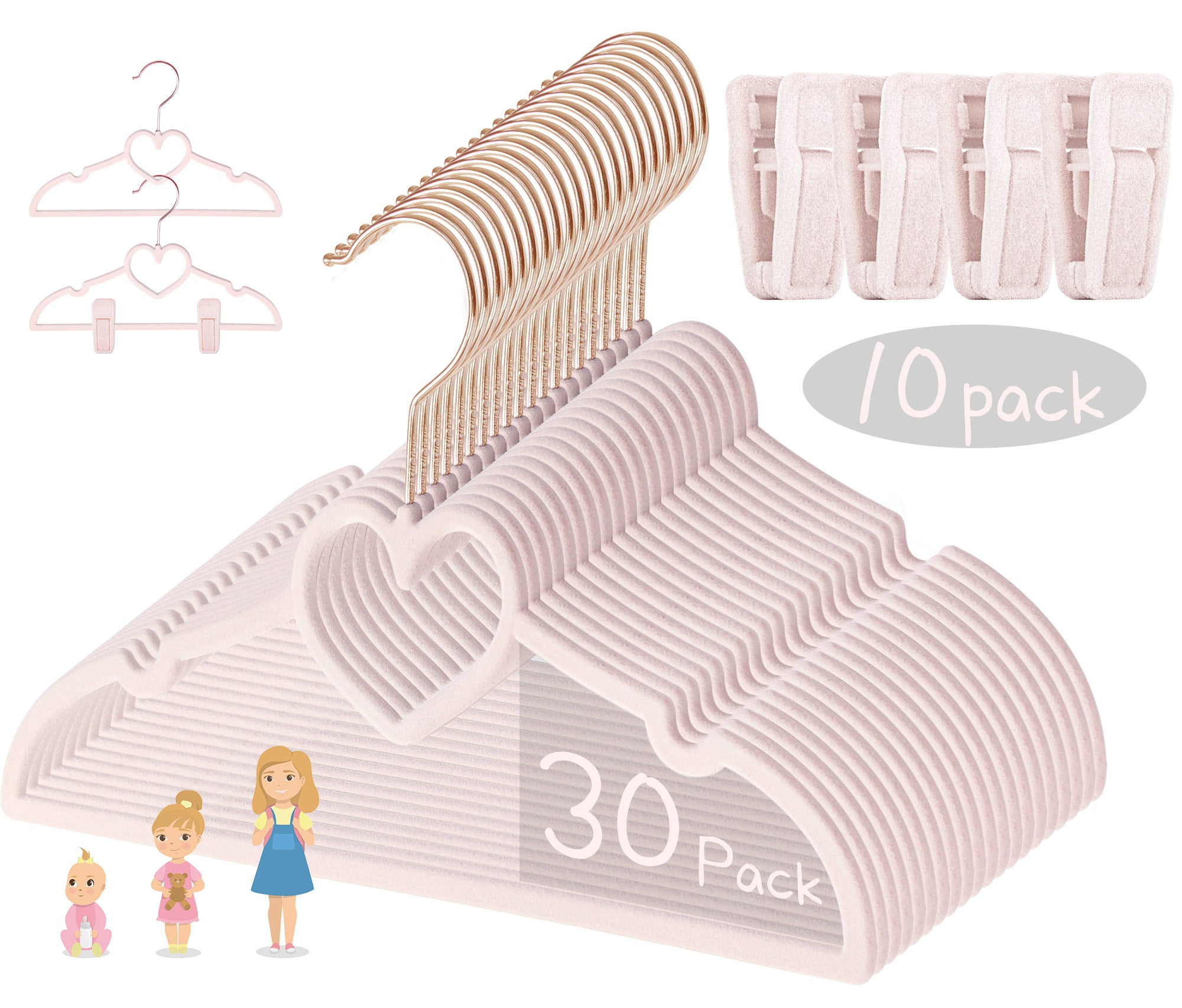 Pink Heart Velvet Baby Hangers