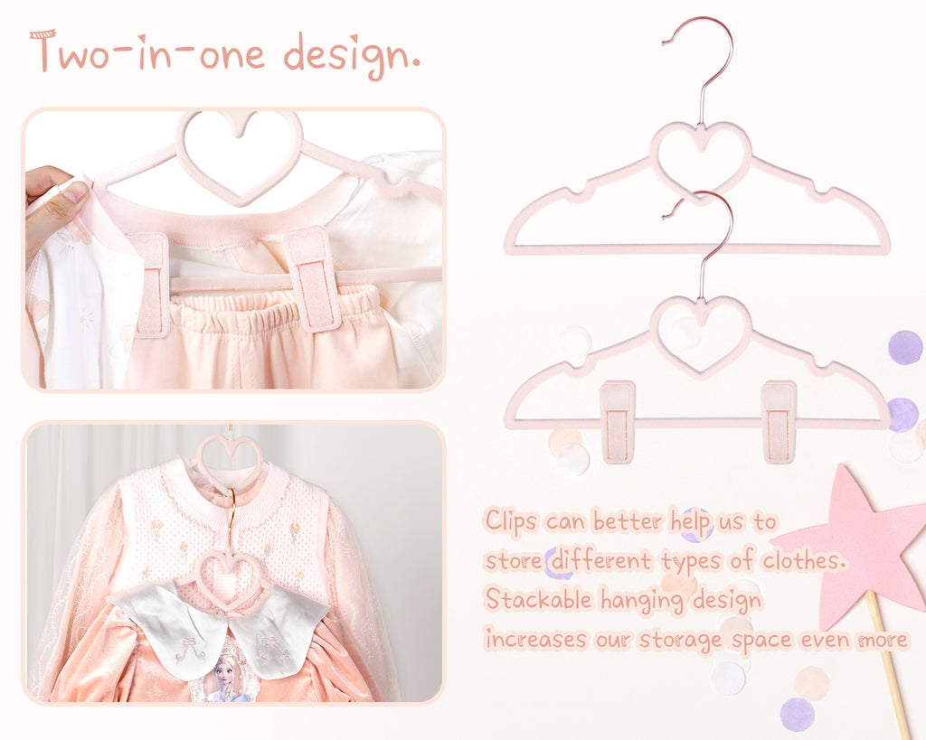 Pink Heart Velvet Baby Hangers