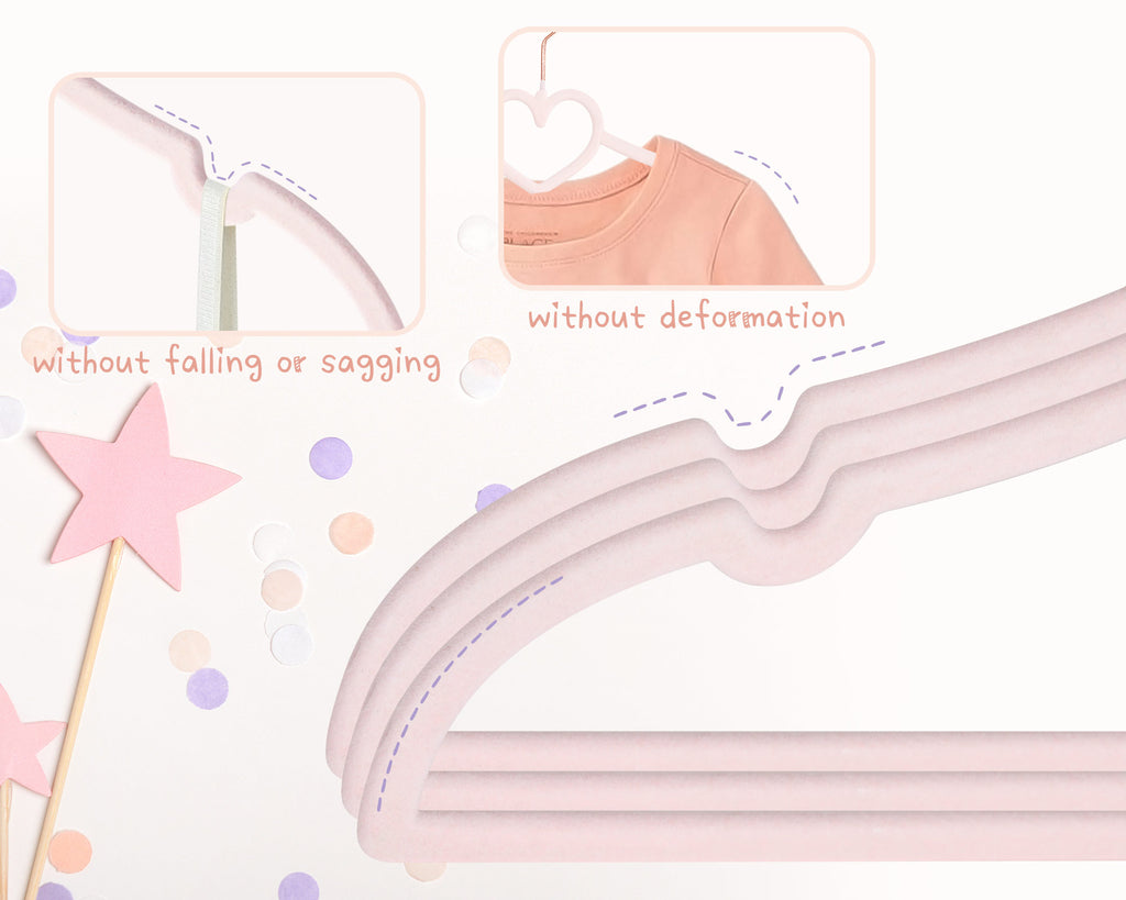Pink Heart Velvet Baby Hangers