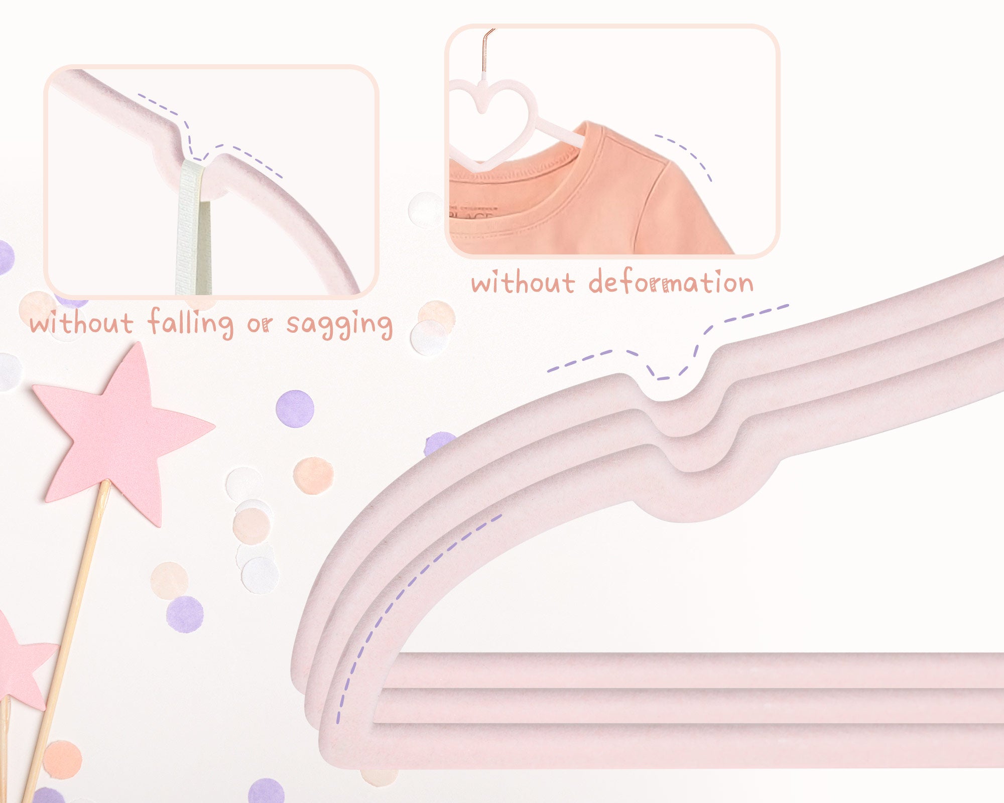 Pink Heart Velvet Baby Hangers