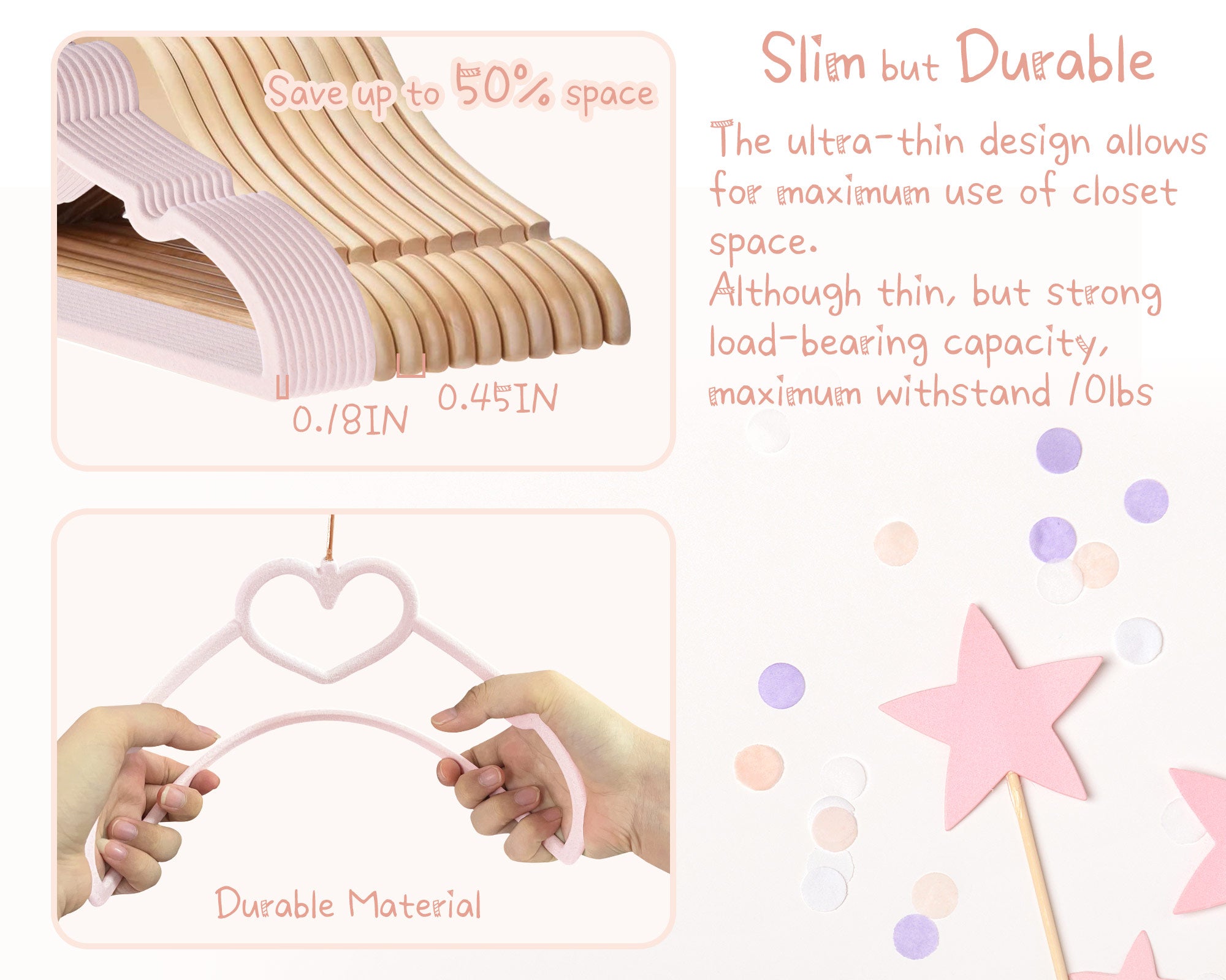 Pink Heart Velvet Baby Hangers