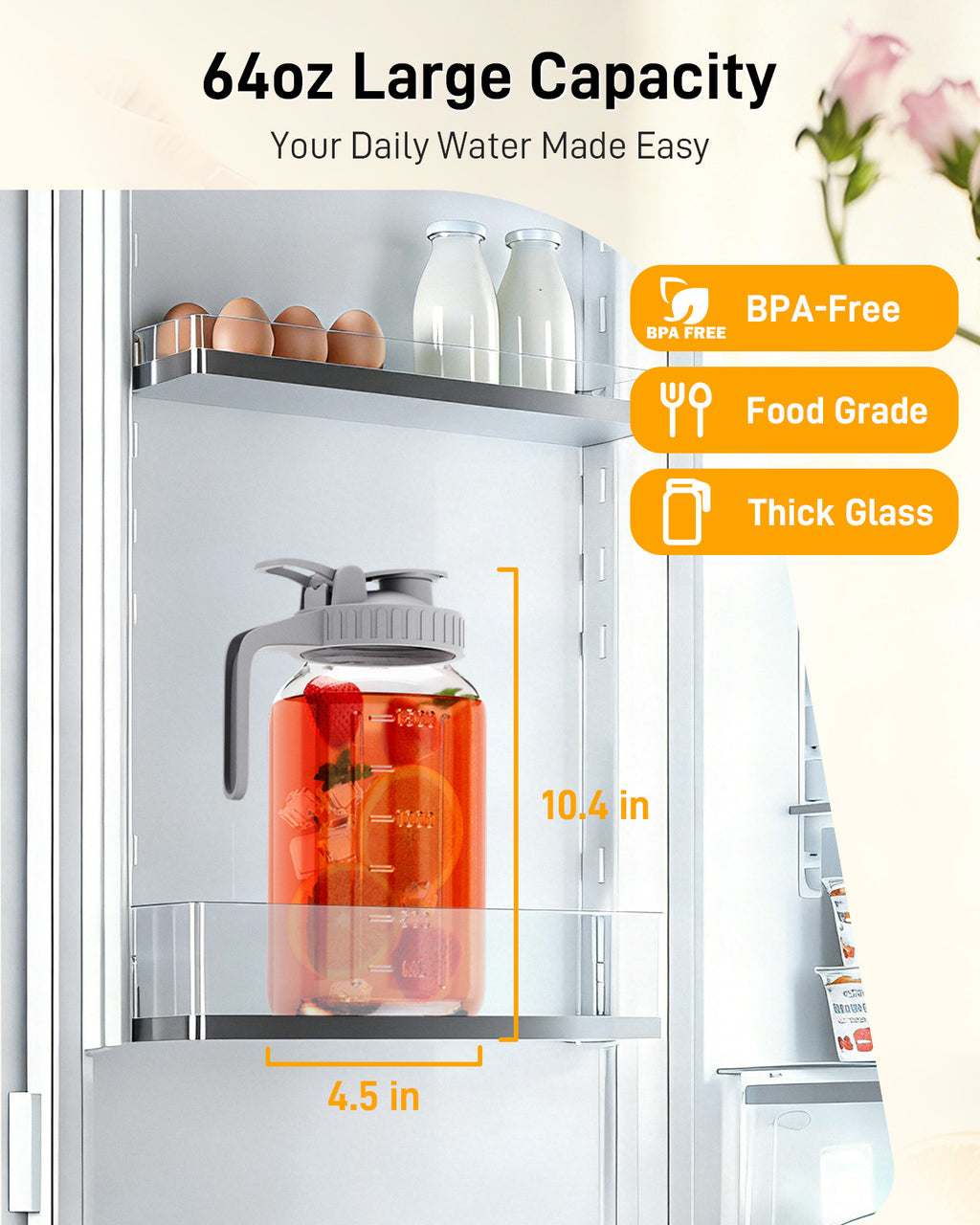 64oz Glass Pitcher with Lid