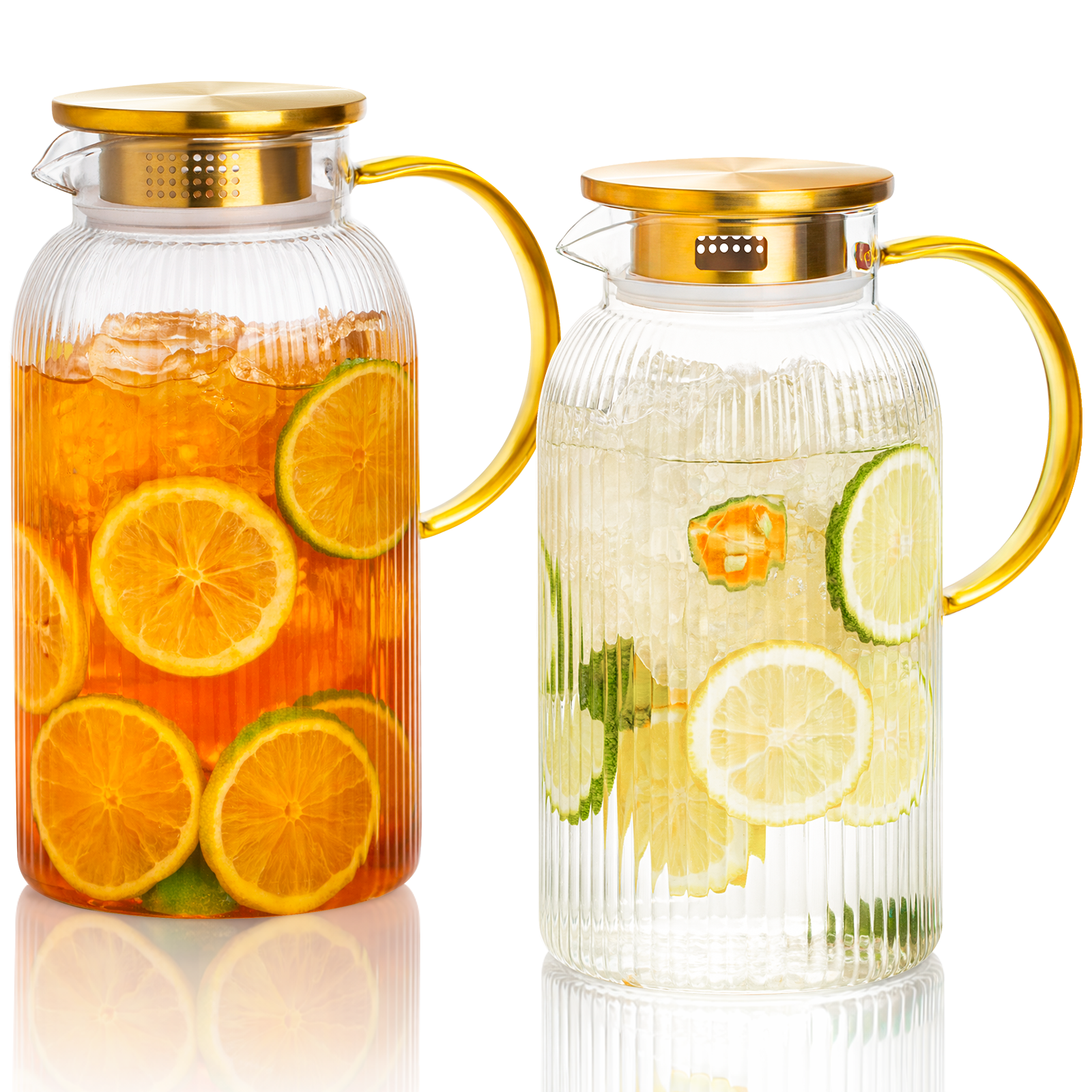 2 Pack 68 oz Glass Pitcher with Lid