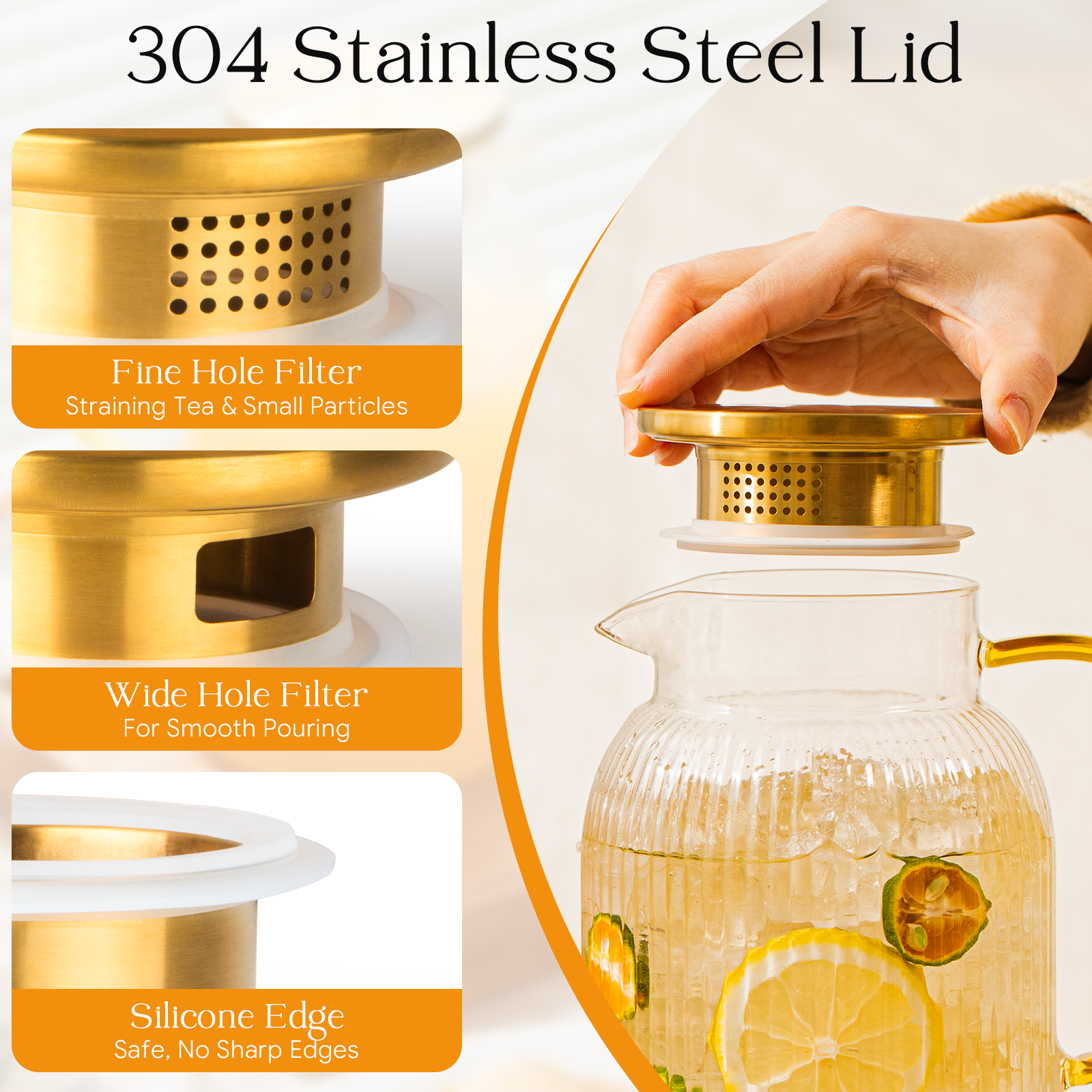 2 Pack 68 oz Glass Pitcher with Lid
