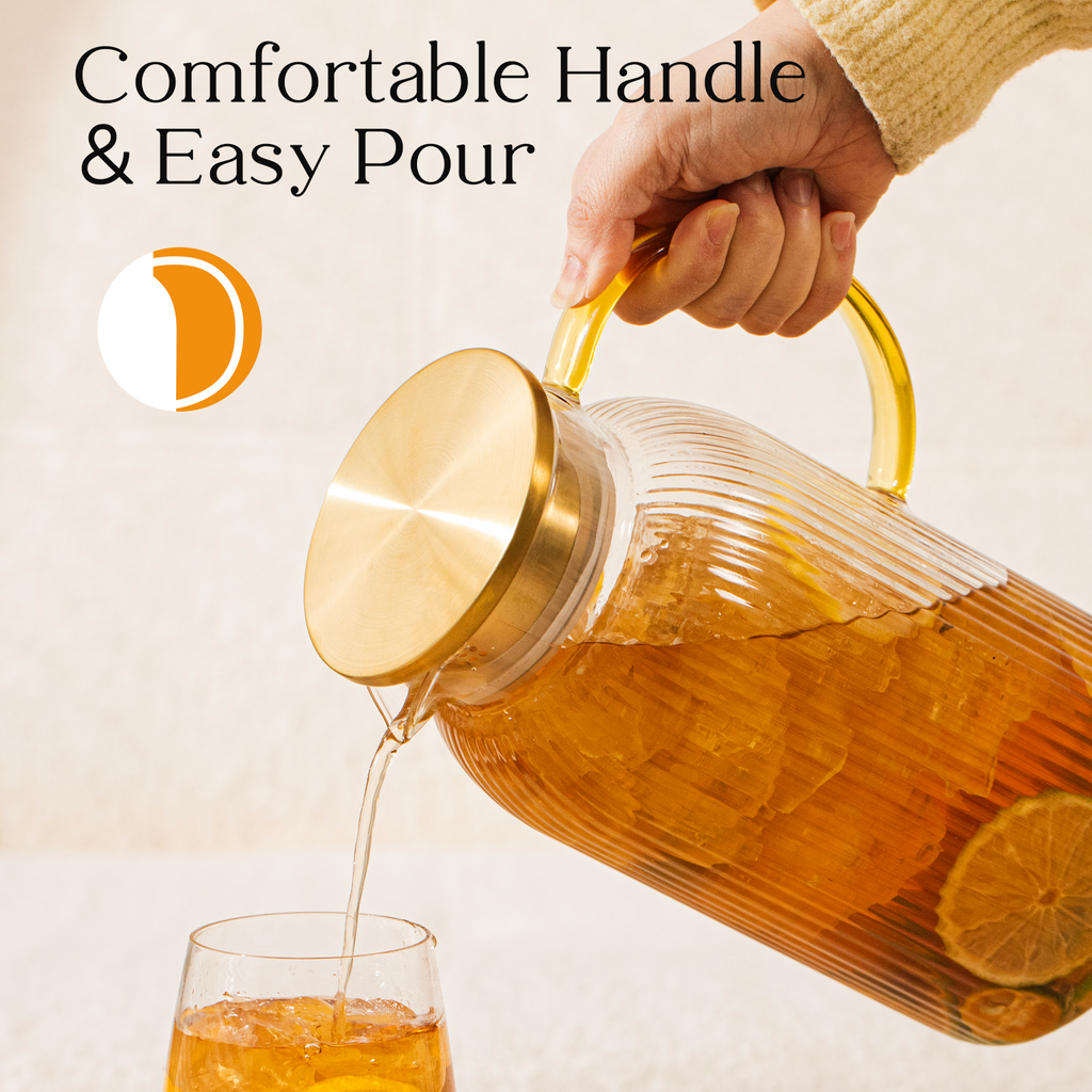 2 Pack 68 oz Glass Pitcher with Lid