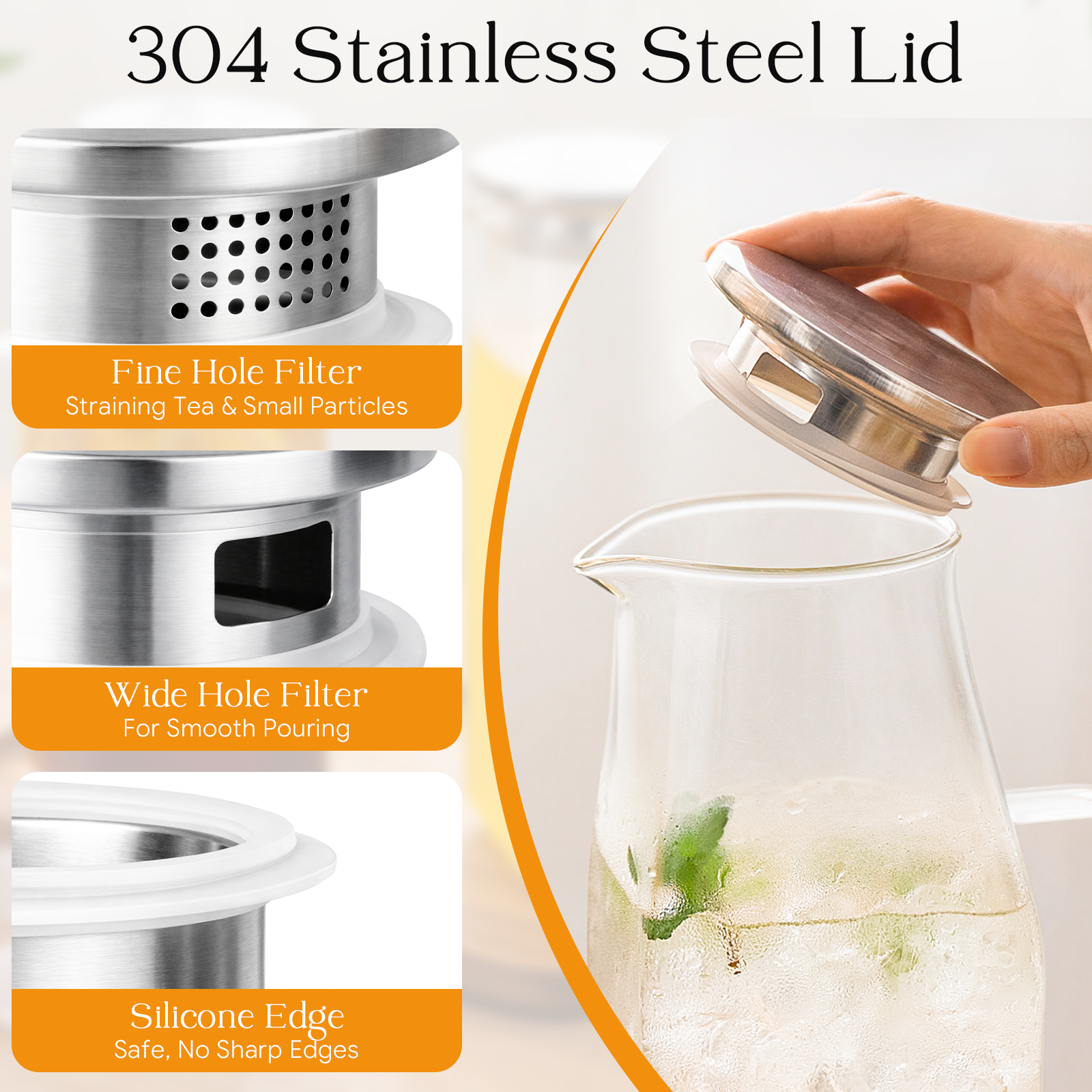 68oz Square Glass Pitcher with Lid