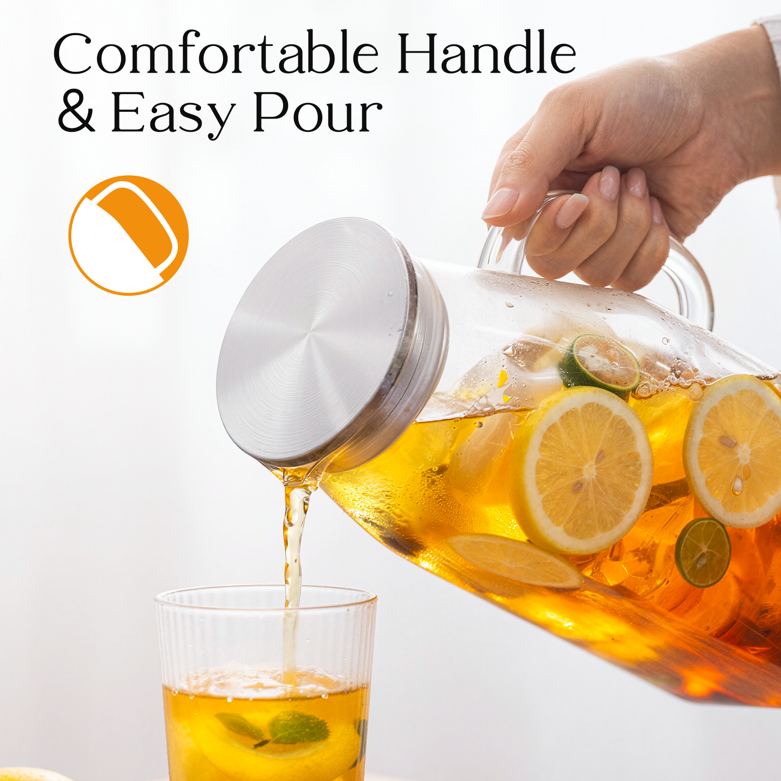 68oz Square Glass Pitcher with Lid