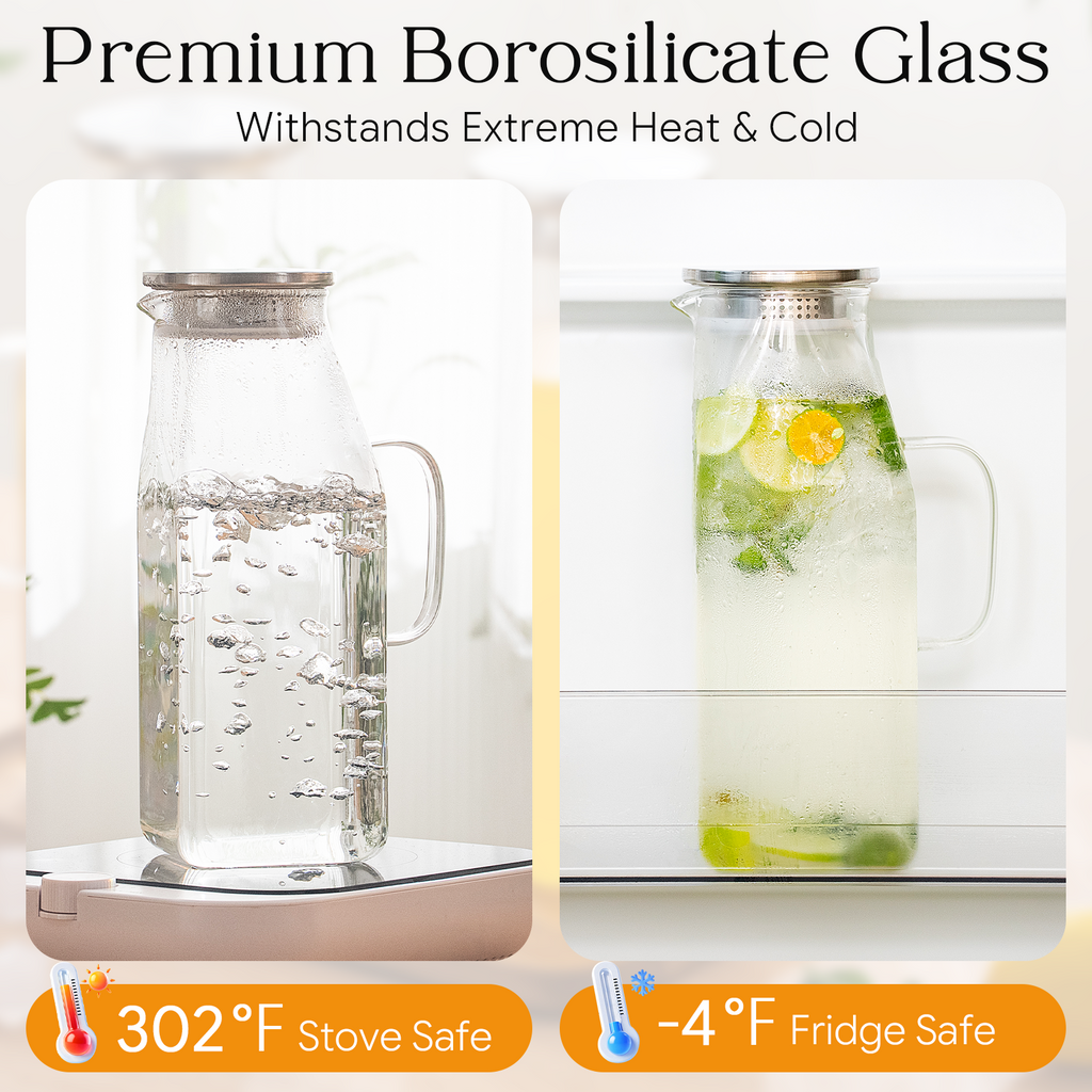 68oz Square Glass Pitcher with Lid